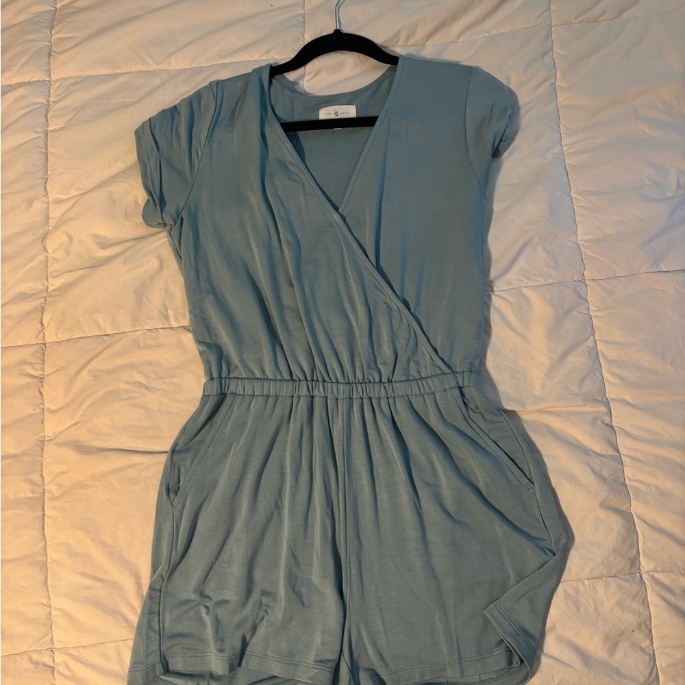 Lou & Grey Blue Wrap-Style One Piece Romper